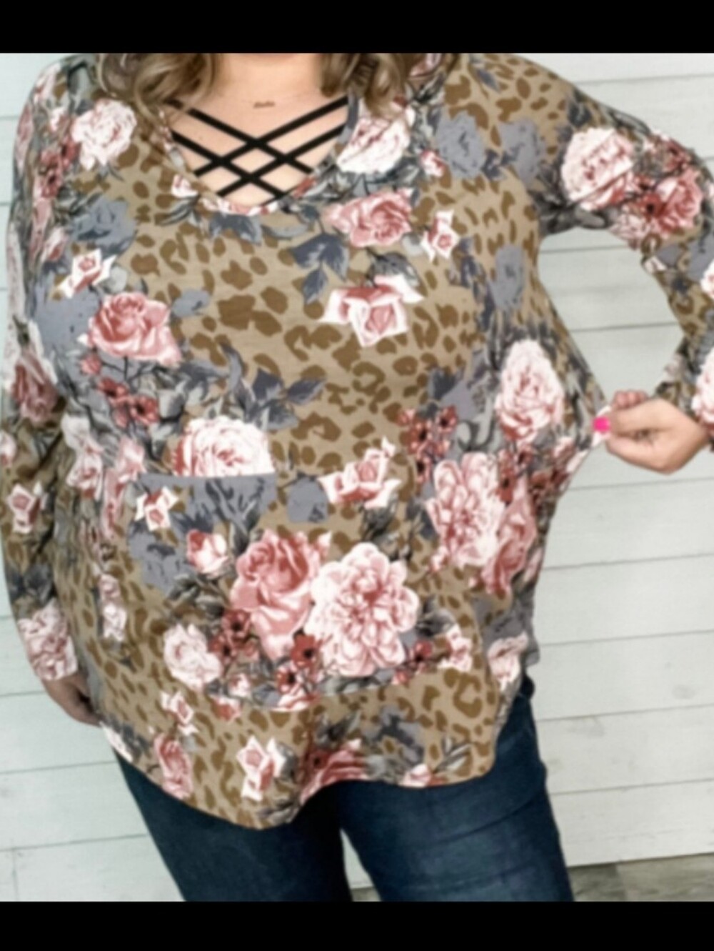 NWOT Boutique Sew in Love Mixed Animal Print/Floral Lightweight Hoodie, size XL